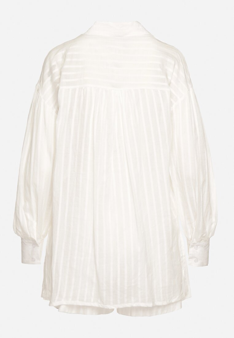 Biały 2-cześciowy Komplet z Szortami i Elegancką Koszulą Alesa