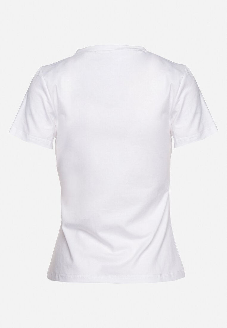 Biały Bawełniany T-shirt z Nadrukiem Nellphine