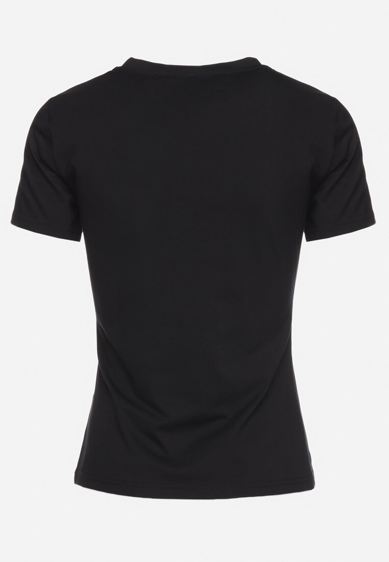 Czarny Bawełniany T-shirt z Nadrukiem Nellphine