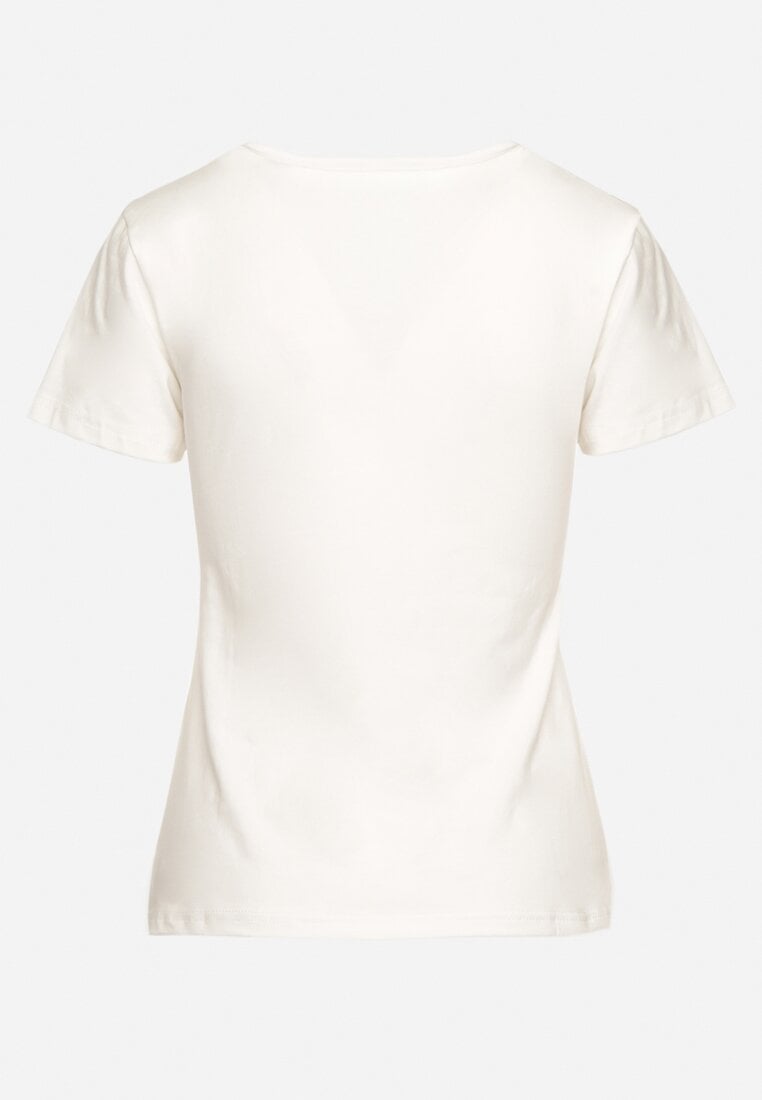 Biały Bawełniany T-shirt z Nadrukiem w Kształcie Serc Gennea