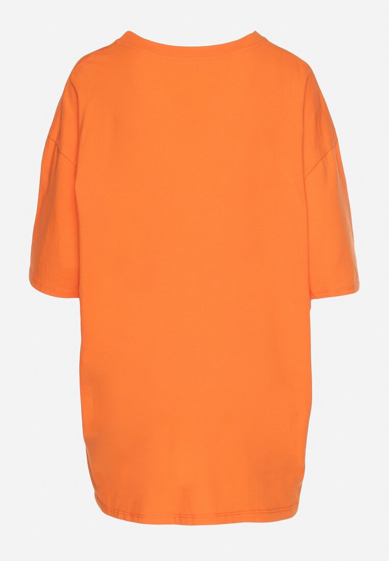 Pomarańczowy Bawełniany T-shirt Koszulka z Krótkim Rękawem Bevima