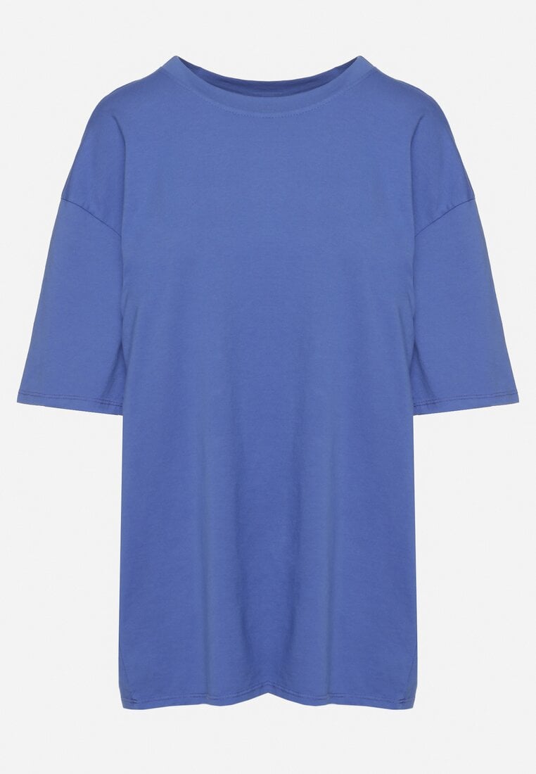 Niebieski Bawełniany T-shirt Koszulka z Krótkim Rękawem Bevima
