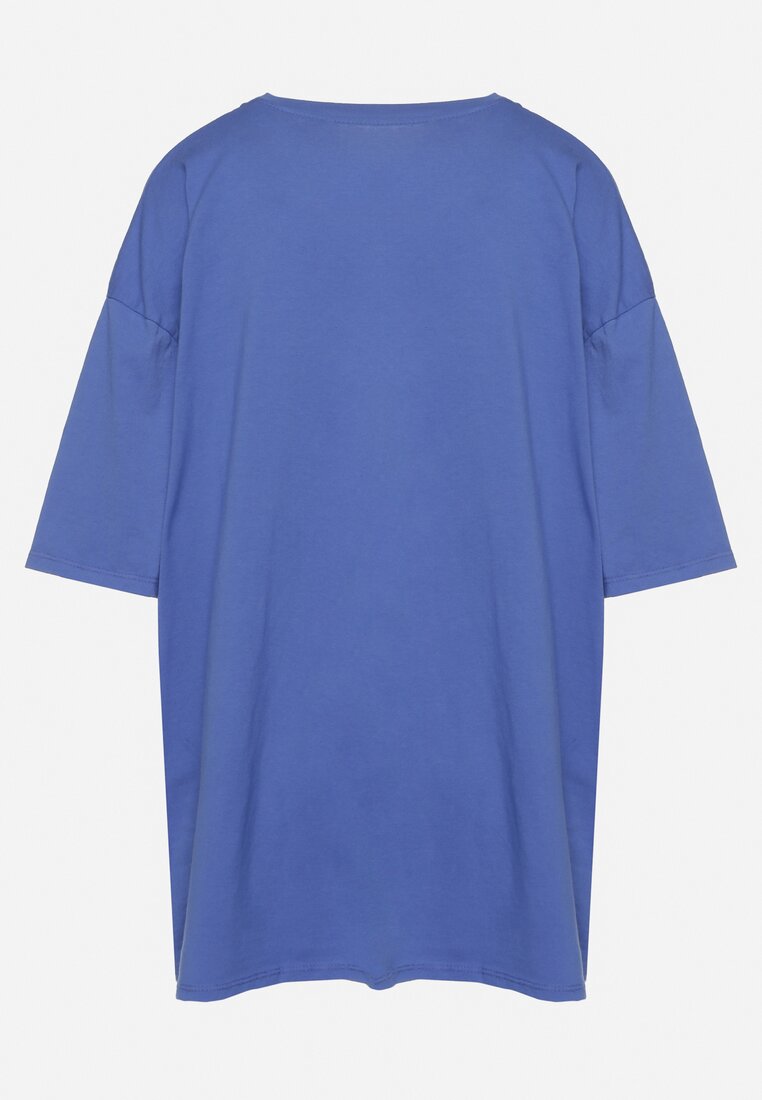 Niebieski Bawełniany T-shirt Koszulka z Krótkim Rękawem Bevima