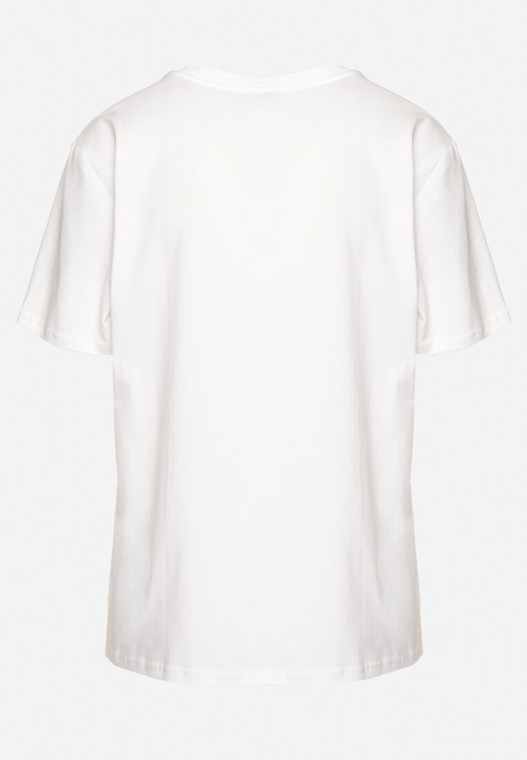 Biały Klasyczny Bawełniany T-shirt z Wakacyjnym Nadrukiem Zaronea