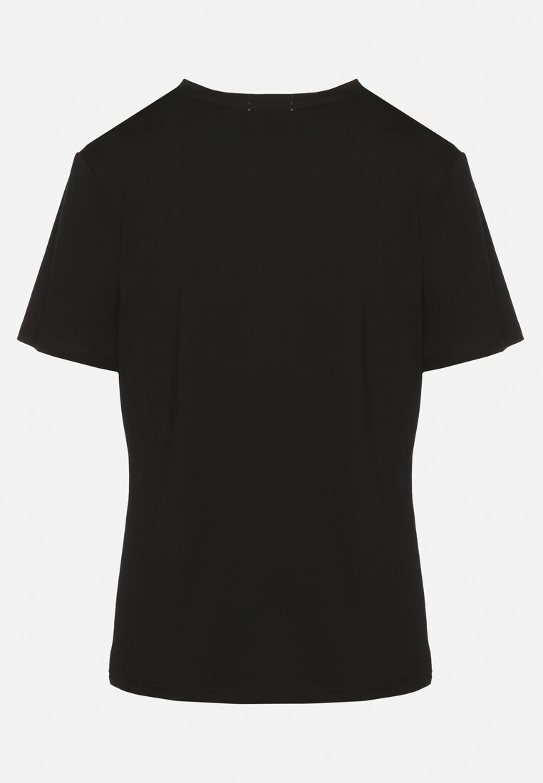 Czarny Bawełniany T-shirt Ozdobiony Cyrkoniami Jolinea
