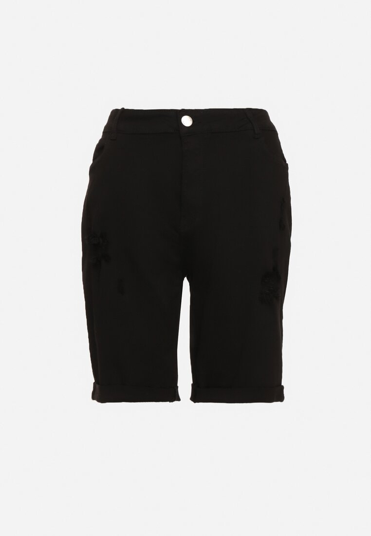 Czarne Szorty Jeansowe z Wysokim Stanem z Efektem Push-Up Namsene