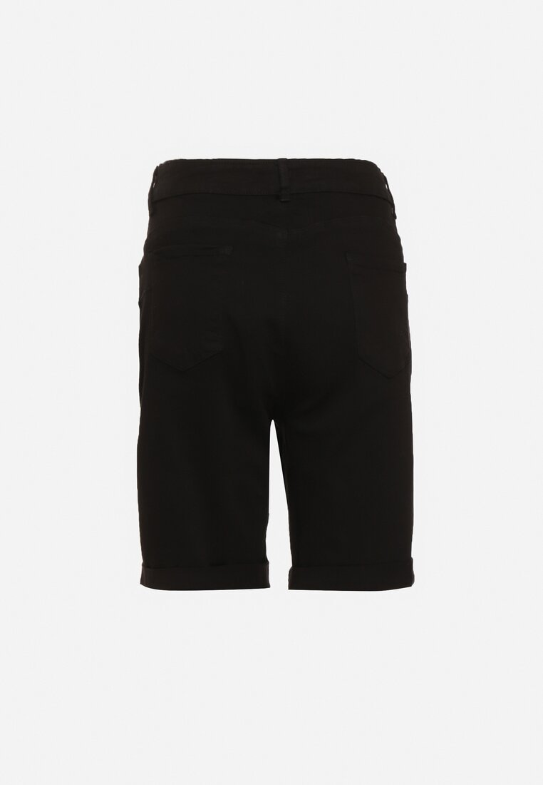 Czarne Szorty Jeansowe z Wysokim Stanem z Efektem Push-Up Namsene