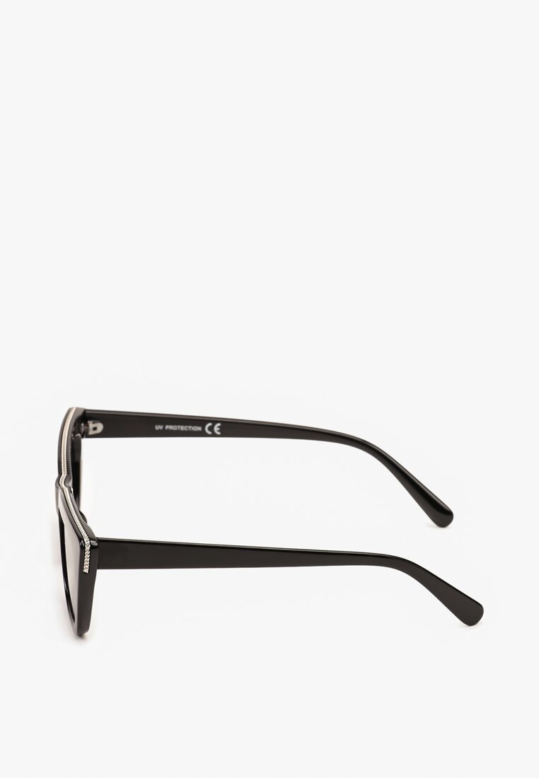 Czarno-Srebrne Okulary Przeciwsłoneczne Typu Kocie Oko z Filtrem UV Cranalea
