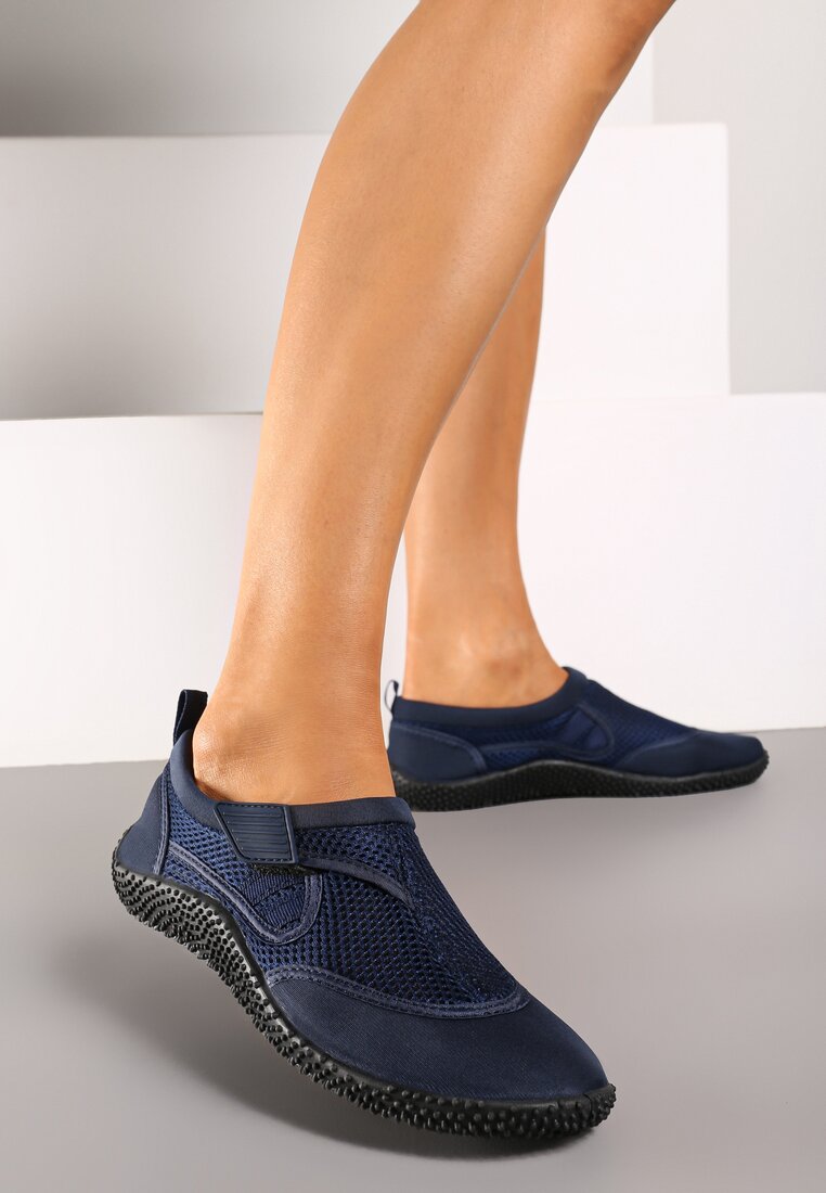Granatowe Płaskie Buty Sportowe Sneakersy do Wody Rivassi
