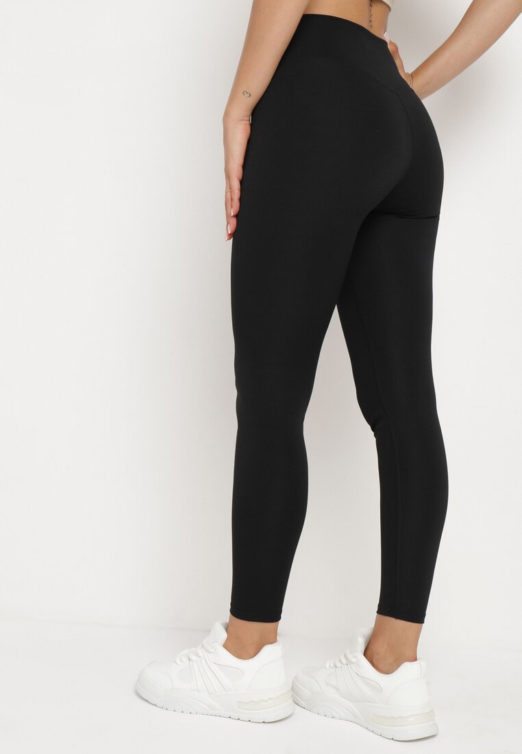 Czarne Legginsy z Wysokim Stanem Parefia
