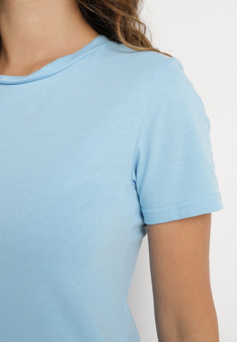 Niebieski T-shirt z Krótkim Rękawem Elldora