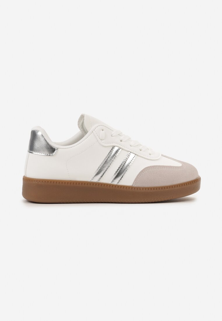Biało-Srebrne Sportowe Sneakersy z Wiązaniem Jrefia