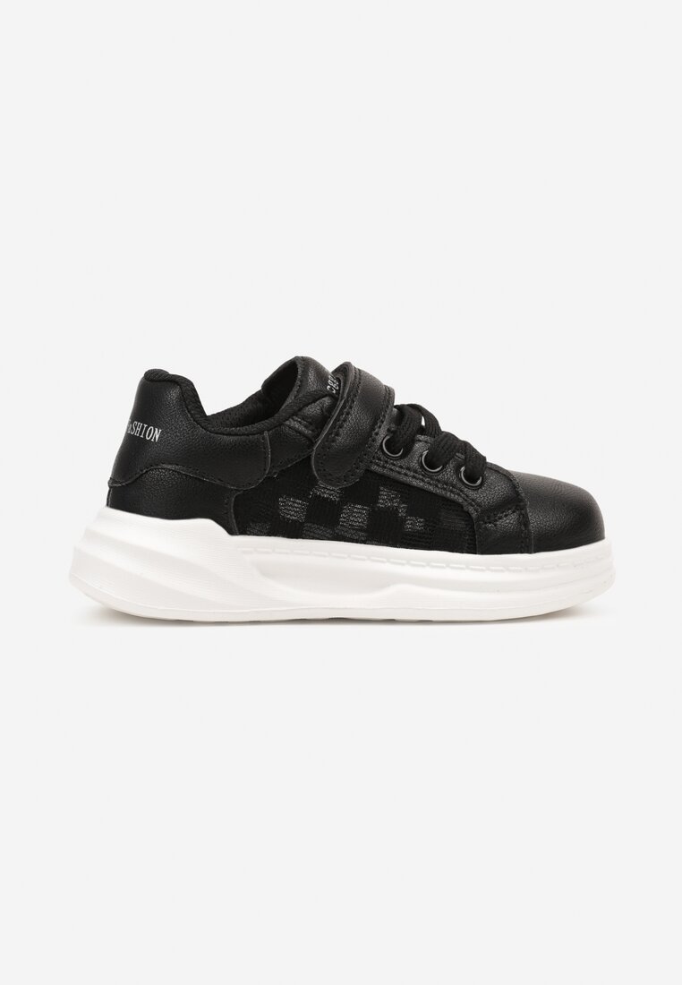 Czarne Płaskie Buty Sportowe Sneakersy z Kolorowymi Sznurówkami i Skórzaną Wkładką Elmelba