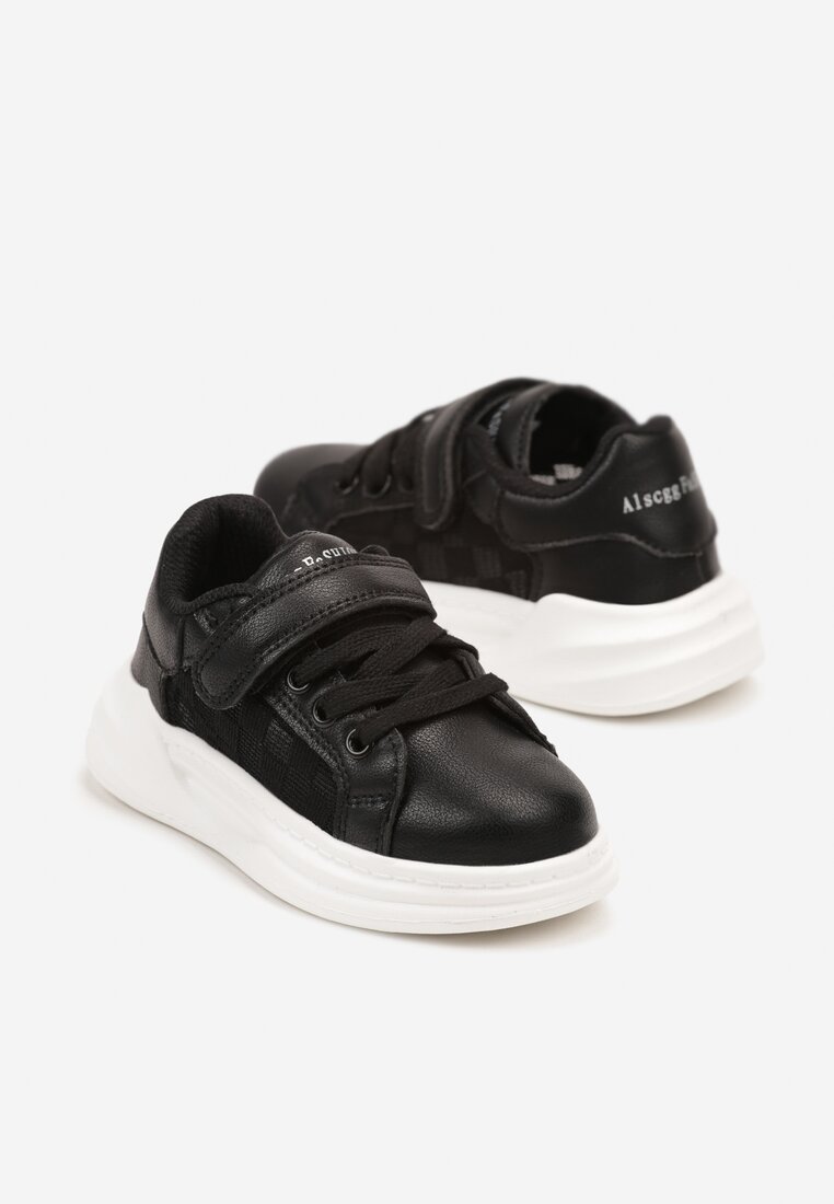 Czarne Płaskie Buty Sportowe Sneakersy z Kolorowymi Sznurówkami i Skórzaną Wkładką Elmelba