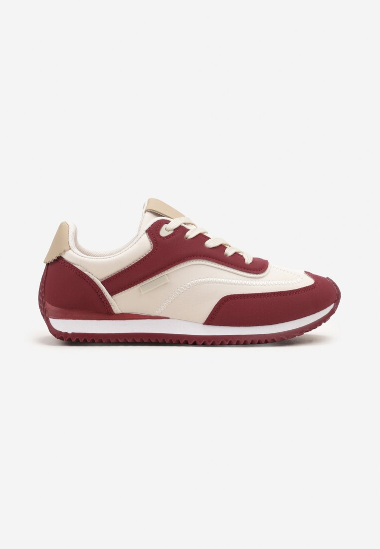 Bordowe Płaskie Sneakersy z Metalicznymi Wstawkami Rosmora