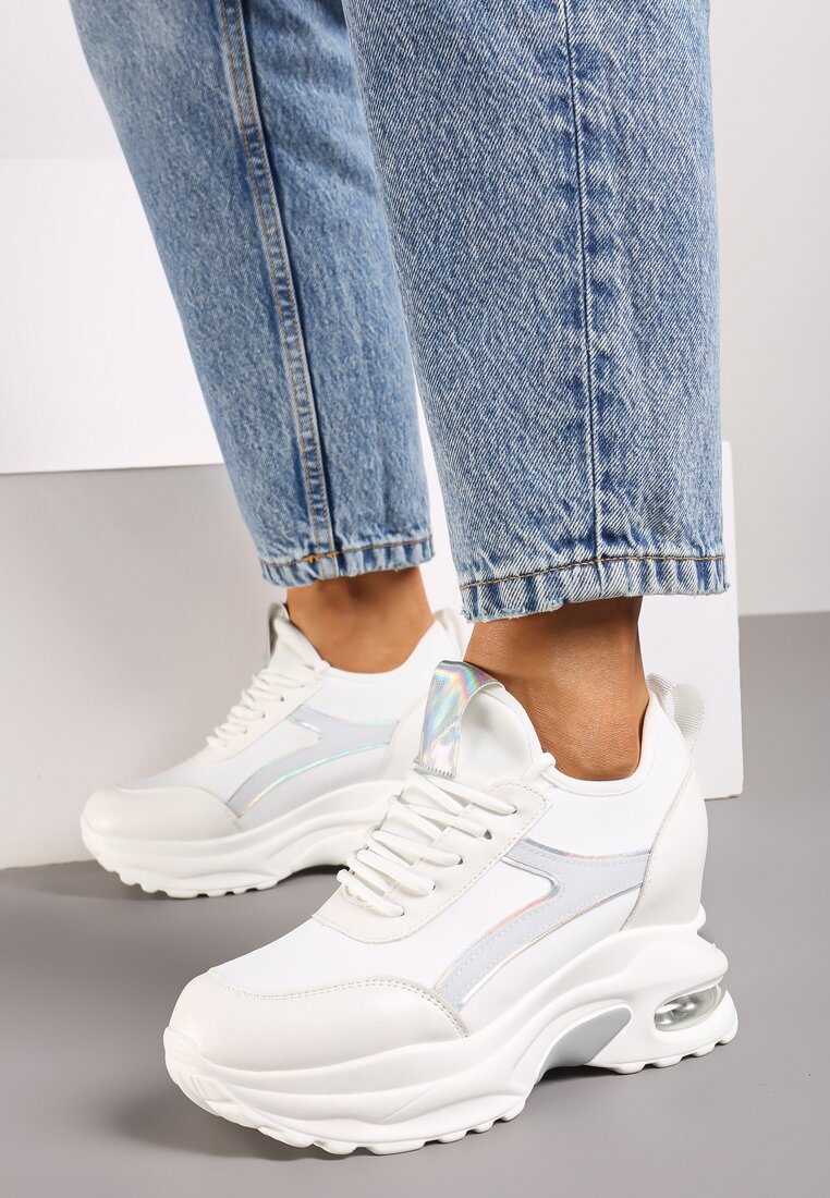 Sneakers Alb cu argintiu