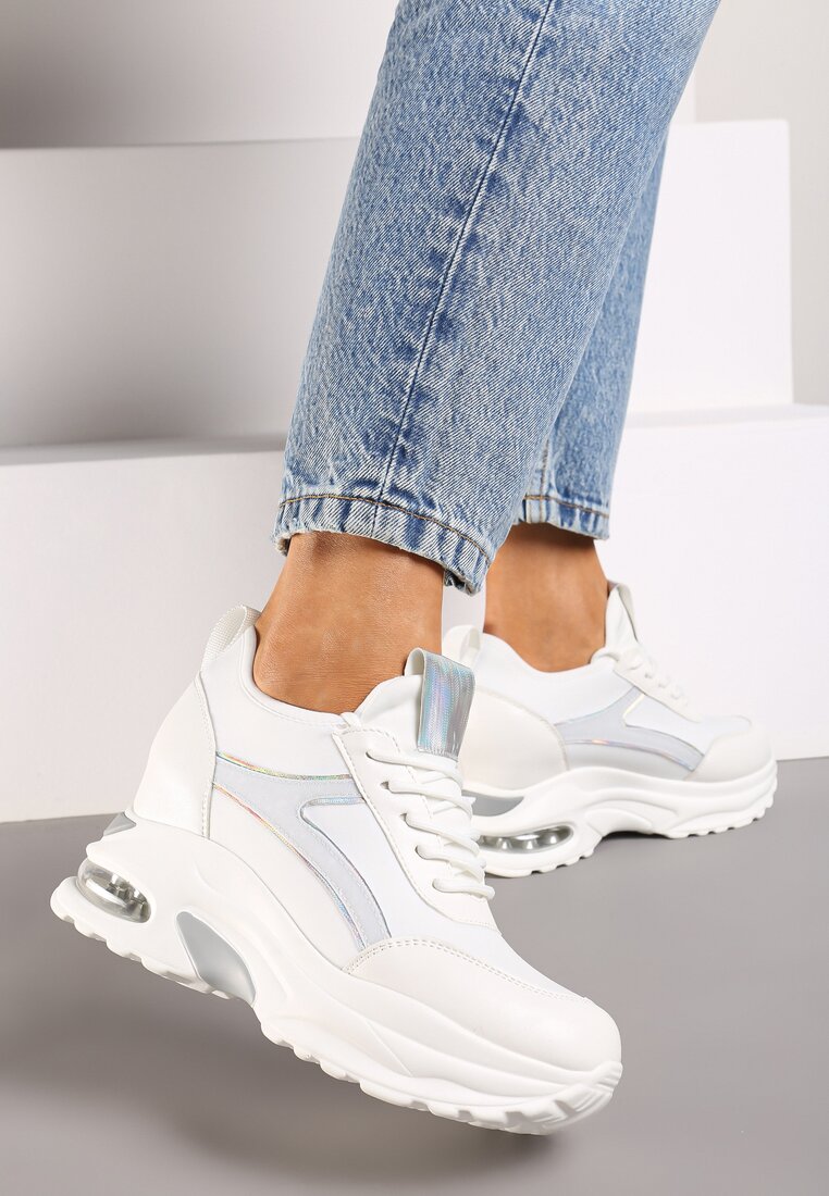 Sneakers Alb cu argintiu
