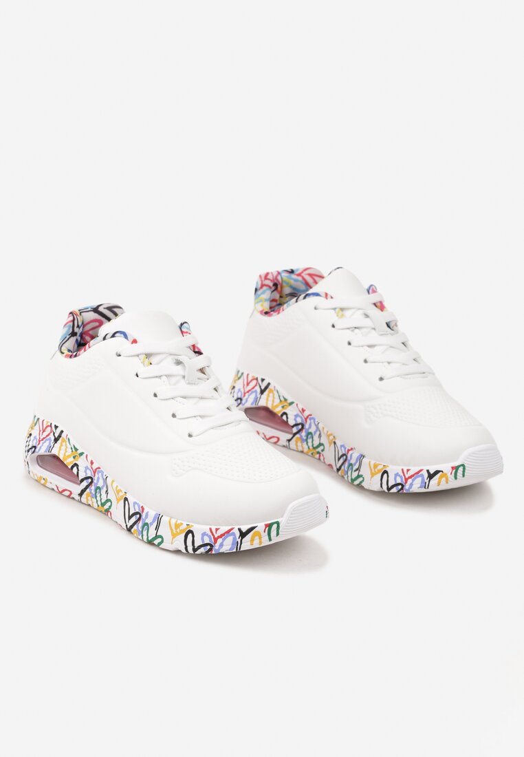 Białe Płaskie Sneakersy z Geometrycznym Wzorem Milavia