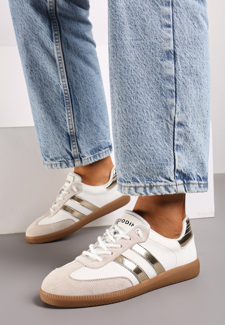 Sneakers Alb cu auriu
