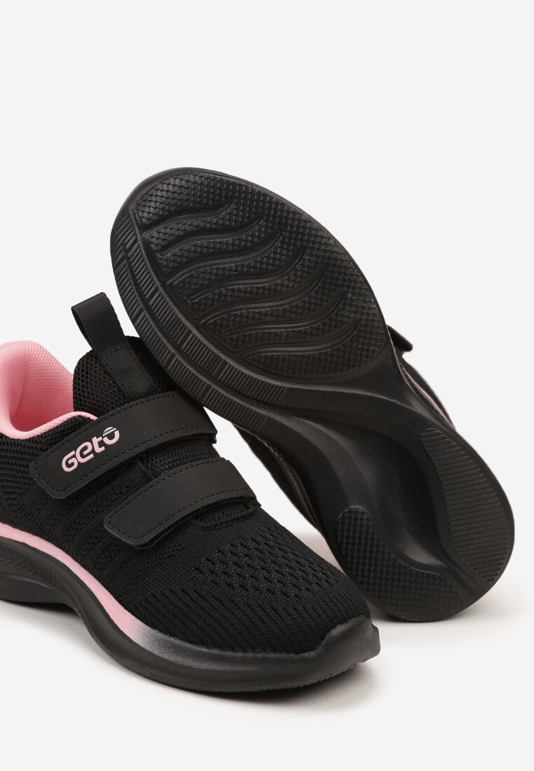 Czarno-Różowe Klasyczne Buty Sportowe Zapinane na Rzepy Trigla