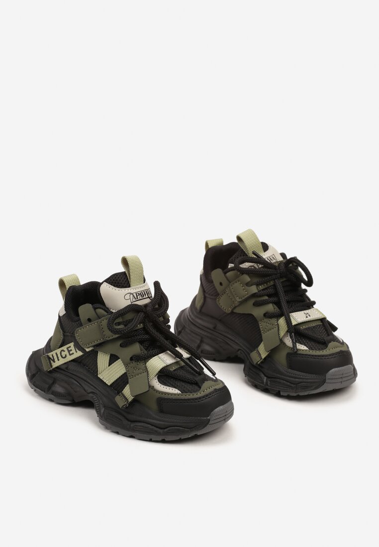 Czarne Płaskie Buty Sportowe Sneakersy z Ozdobnymi Paskami Milathra