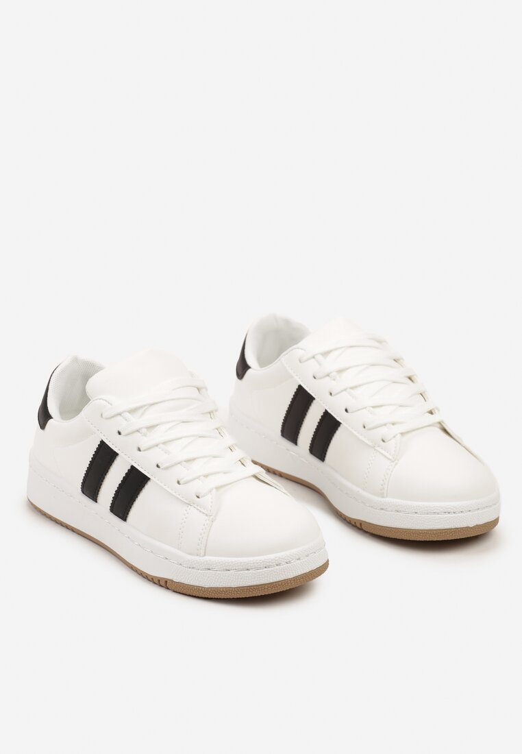 Białe Płaskie Sneakersy z Kontrastowymi Paskami Navisana