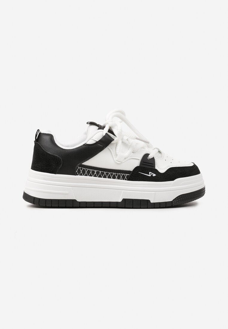 Czarne Płaskie Klasyczne Sneakersy Sznurowane Mlitha