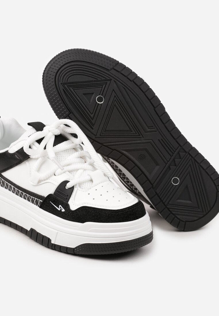 Czarne Płaskie Klasyczne Sneakersy Sznurowane Mlitha