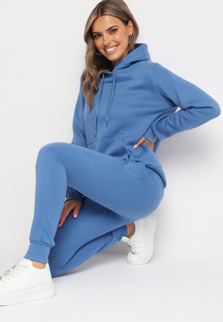 Niebieska Bluza Basic z Kapturem Kasseia
