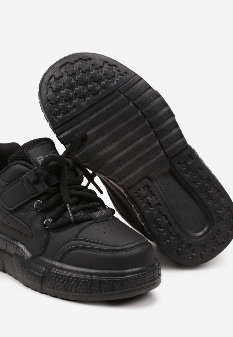 Czarne Klasyczne Płaskie Buty Sportowe Sneakersy ze Skórzaną Wkładką Denaria
