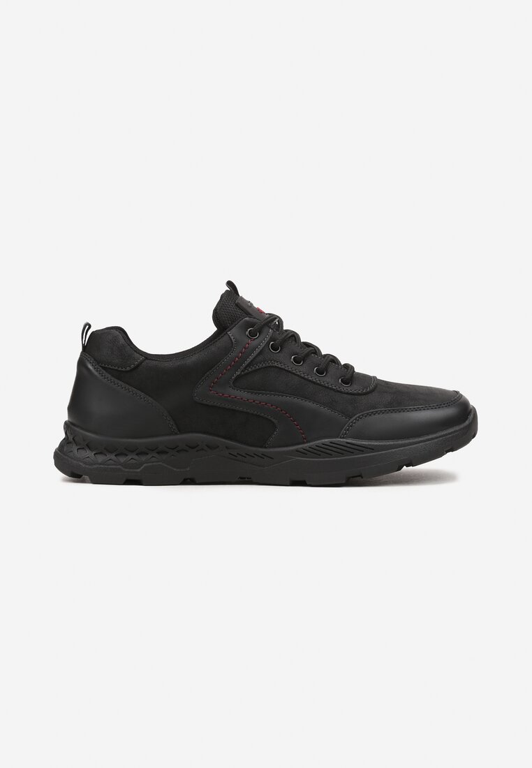 Czarne Płaskie Buty Sportowe Sneakersy z Geometrycznym Wzorem Zitheria