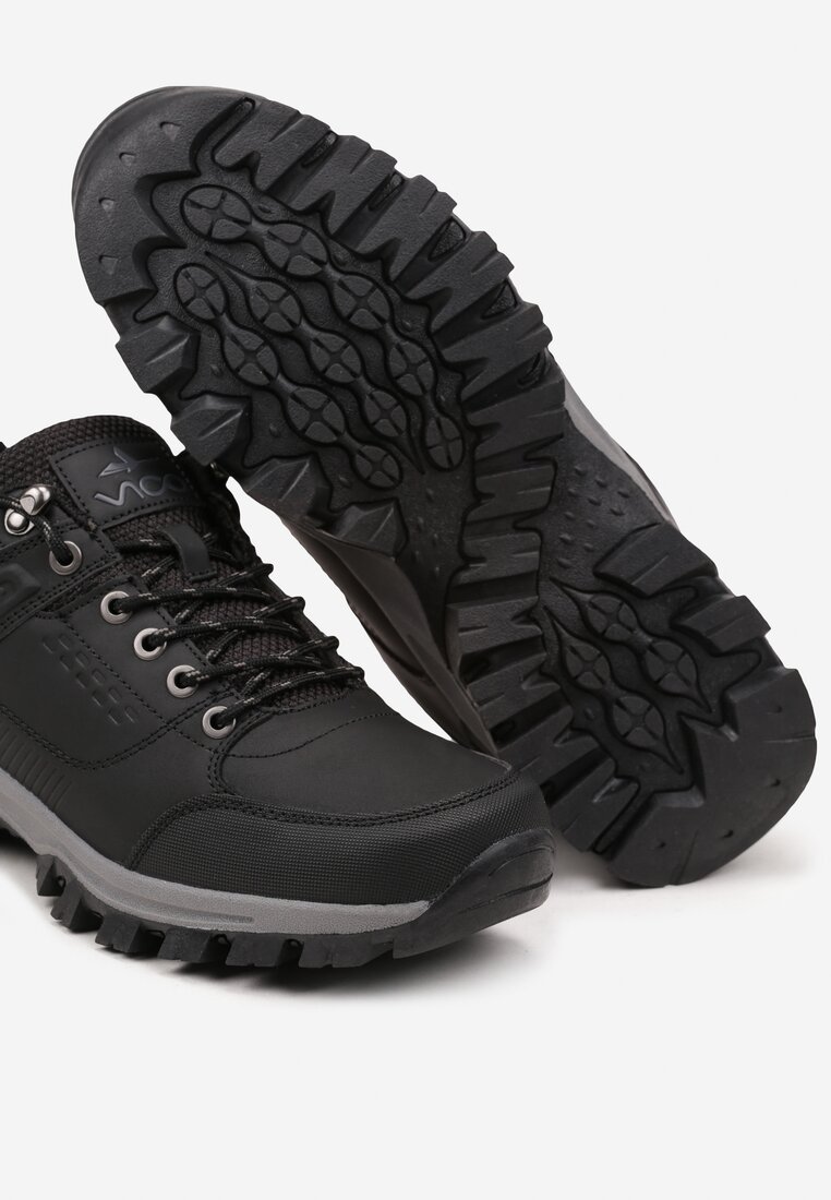 Czarne Płaskie Sznurowane Buty Trekkingowe Evilore