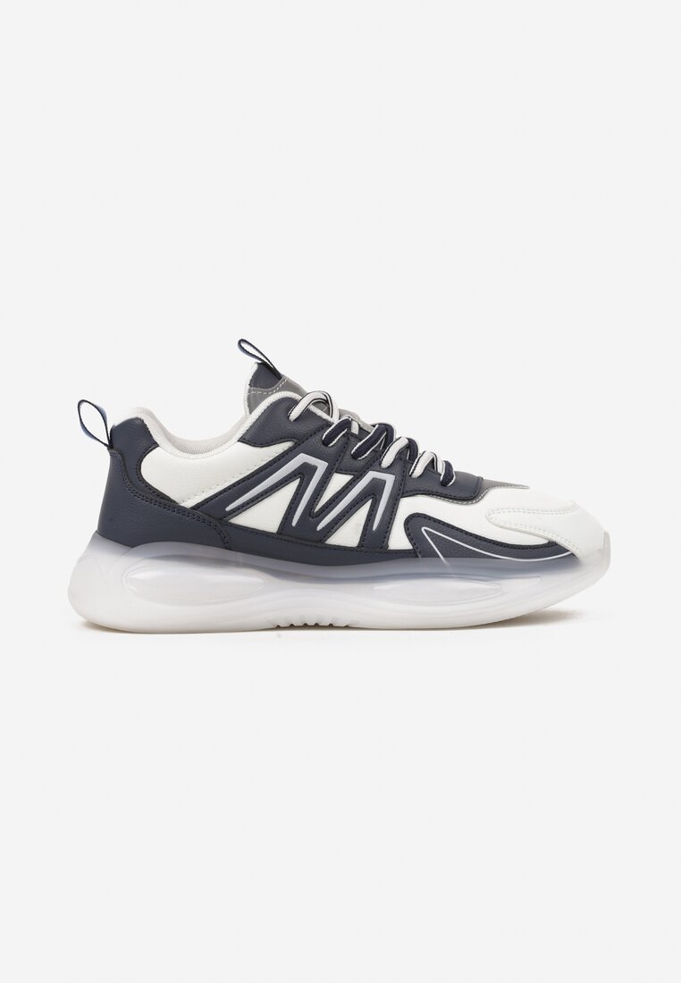 Białe Płaskie Buty Sportowe Sneakersy z Geometrycznym Wzorem Redela