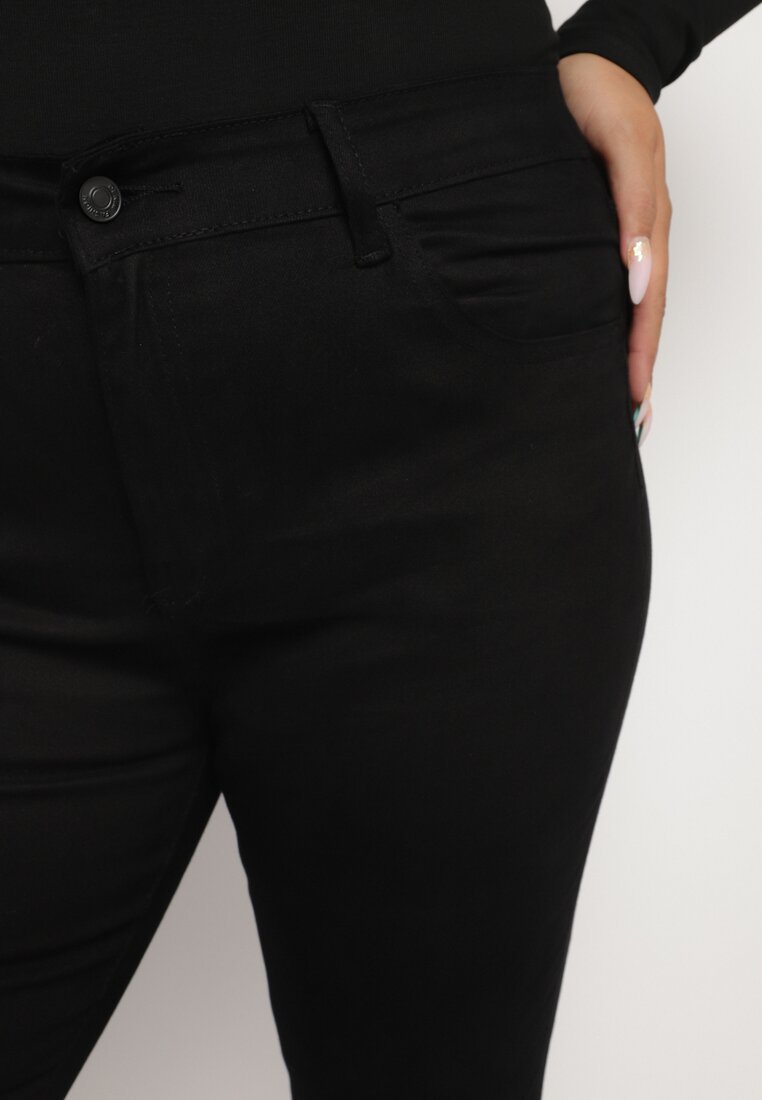 Czarne Jeansy Skinny z Kieszeniami i Wysokim Stanem Nevennia