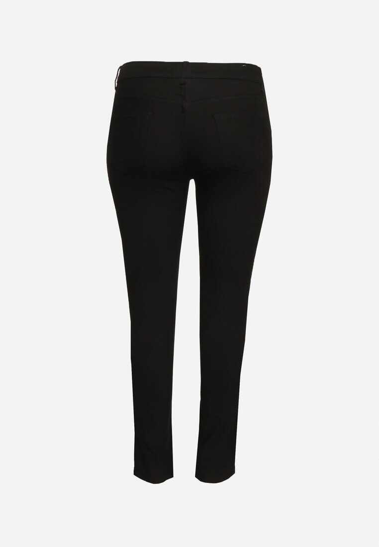 Czarne Jeansy Skinny z Kieszeniami i Wysokim Stanem Nevennia