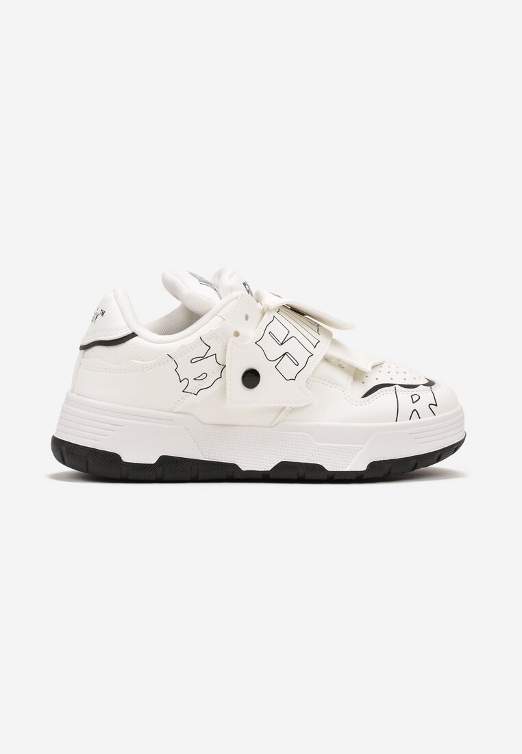 Białe Płaskie Sznurowane Sneakersy z Napisami Friefra