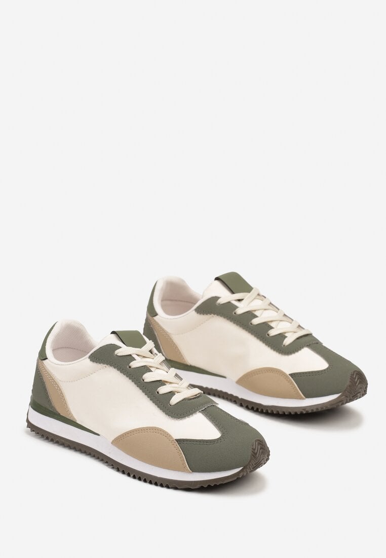 Zielone Płaskie Sneakersy z Geometrycznym Wzorem Navshara