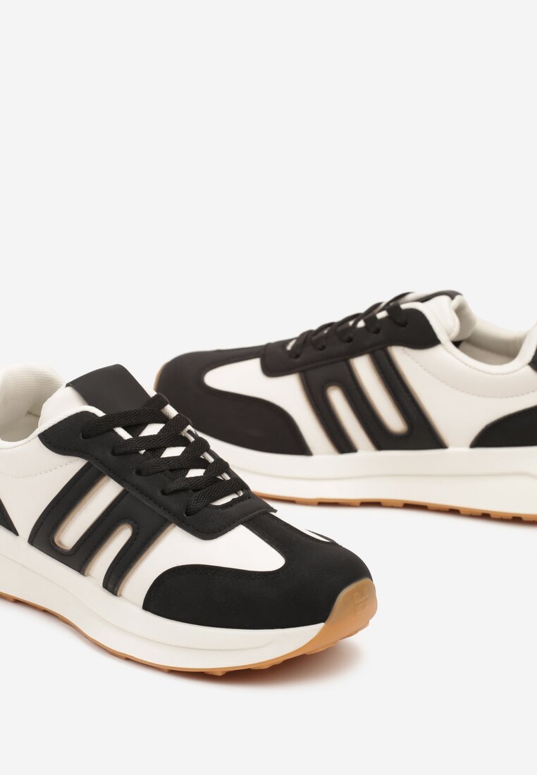 Czarne Płaskie Sneakersy z Geometrycznym Wzorem Nevlene