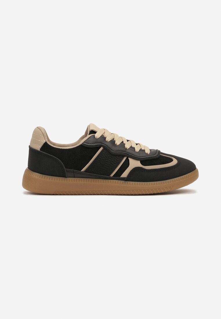 Czarne Sneakersy przed Kostkę z Przeszyciami z Grubą Podeszwą Nevelice