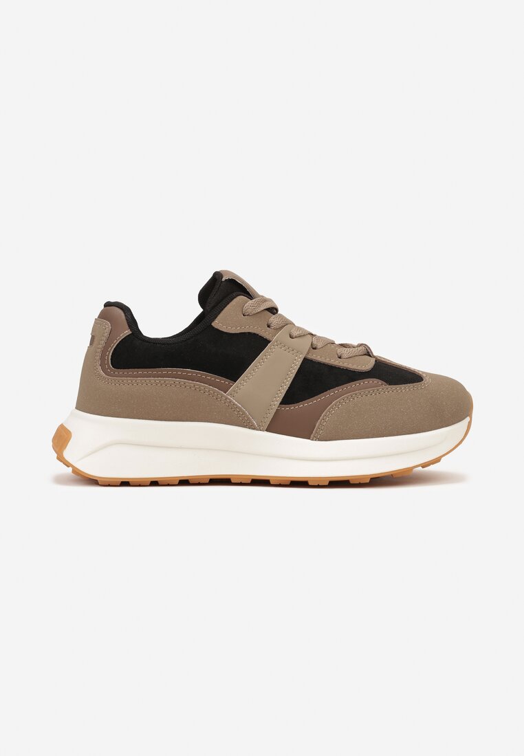 Czarne Płaskie Sznurowane Sneakersy z Geometrycznym Wzorem Neveanna