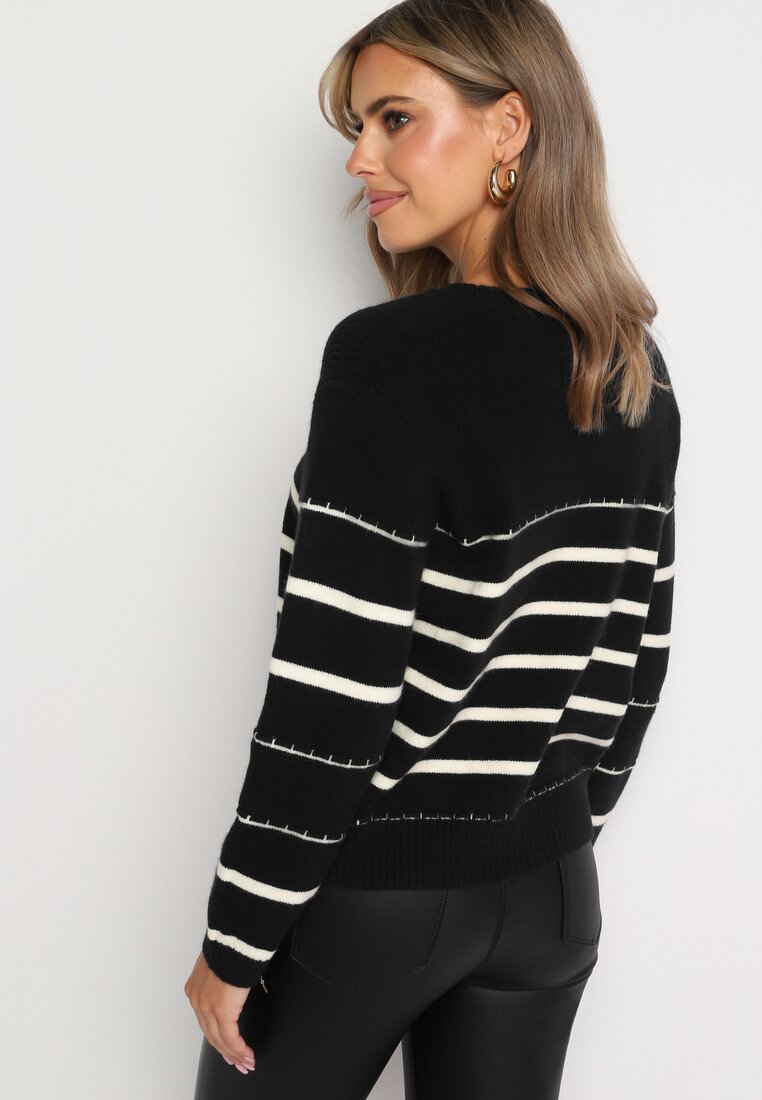 Pulover Negru cu alb