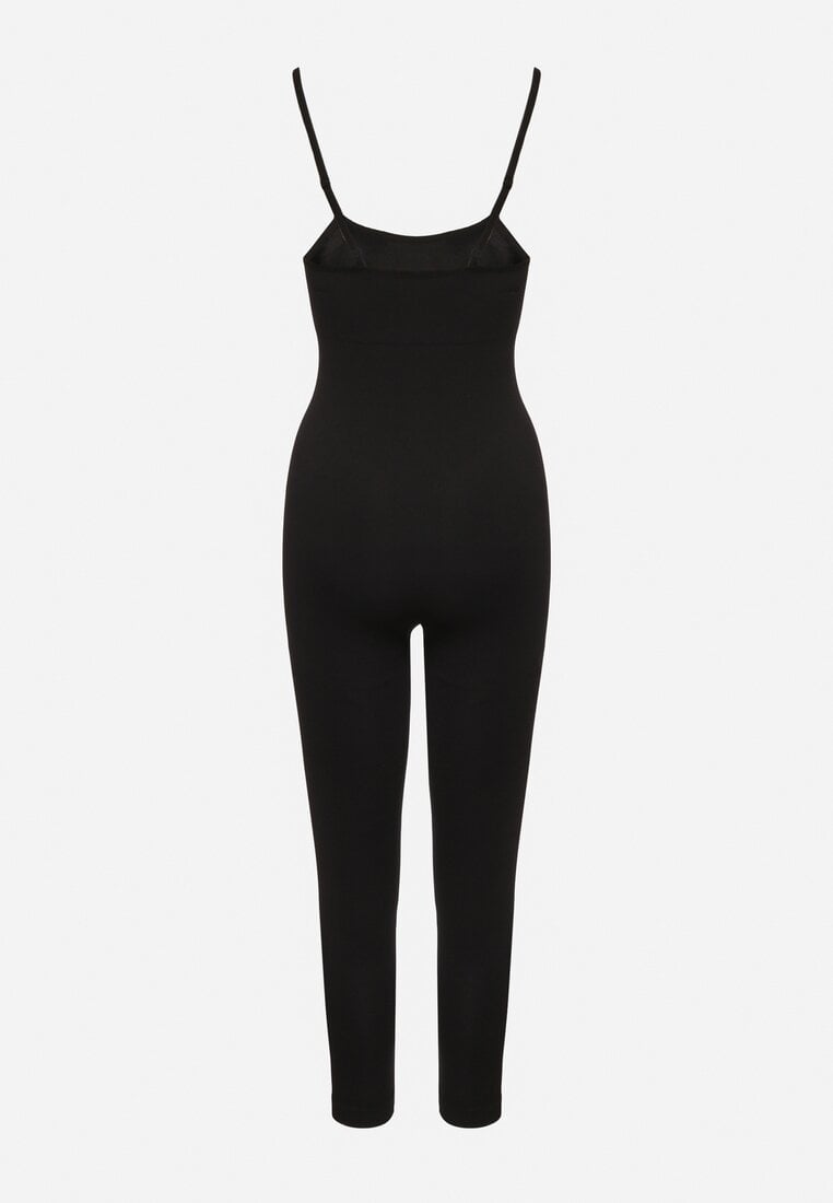 Czarny Kombinezon Bodycon z Cienkimi Ramiączkami Nevithas