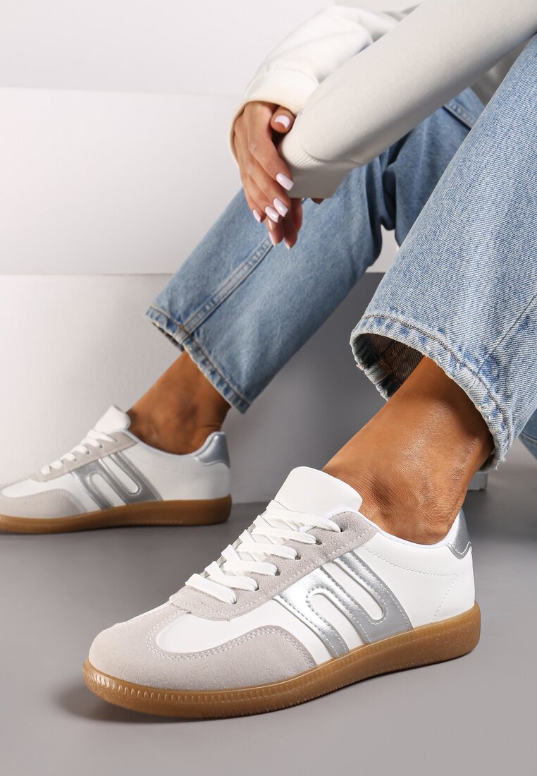 Sneakers Alb cu argintiu
