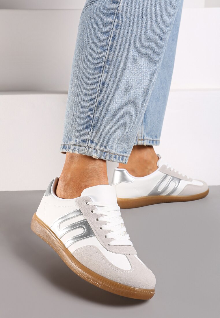 Sneakers Alb cu argintiu