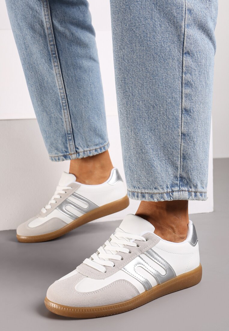 Sneakers Alb cu argintiu