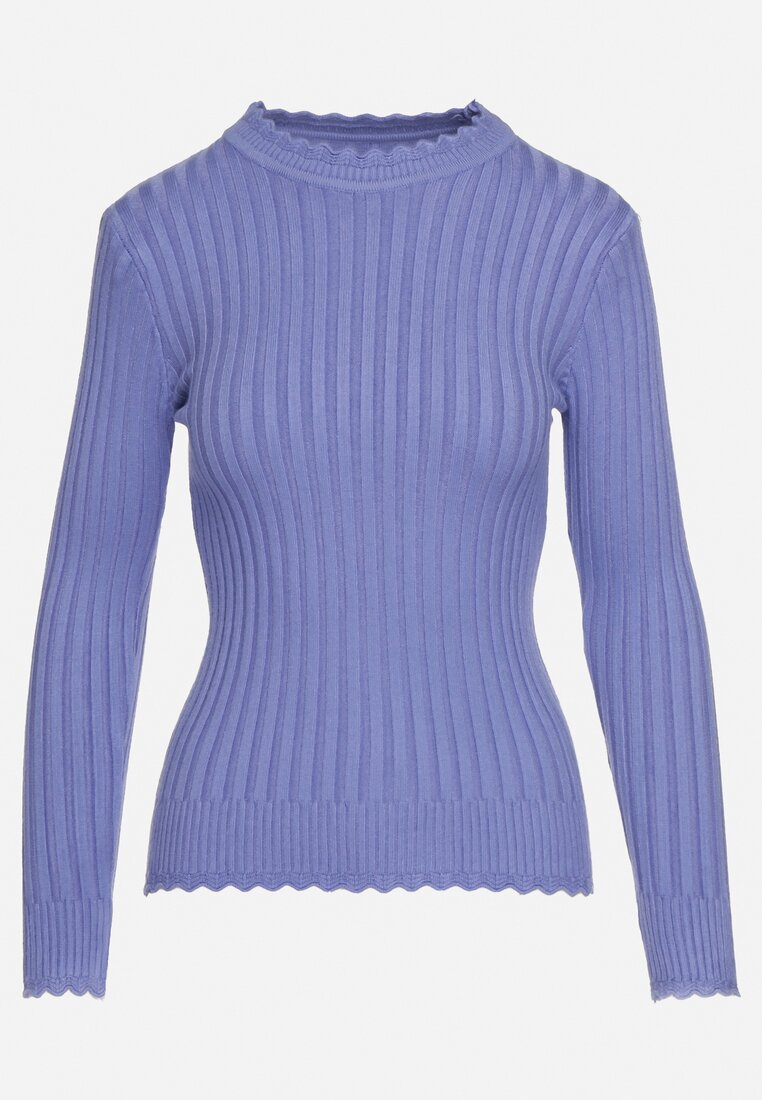 Niebieski Prążkowany Sweter z Bawełną Mevin