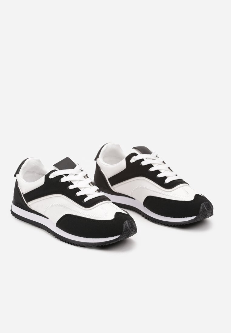 Czarne Płaskie Sneakersy z Geometrycznym Zdobieniem Mericca