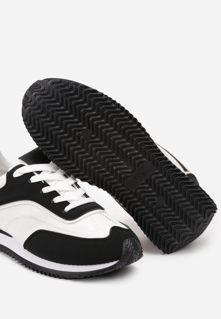 Czarne Płaskie Sneakersy z Geometrycznym Zdobieniem Mericca