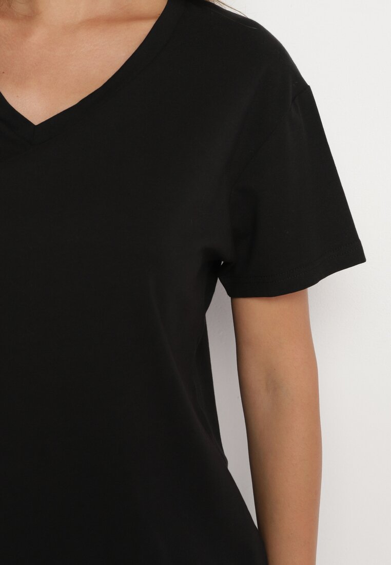 Czarny T-shirt Bawełniany o Klasycznym Fasonie Iridessae