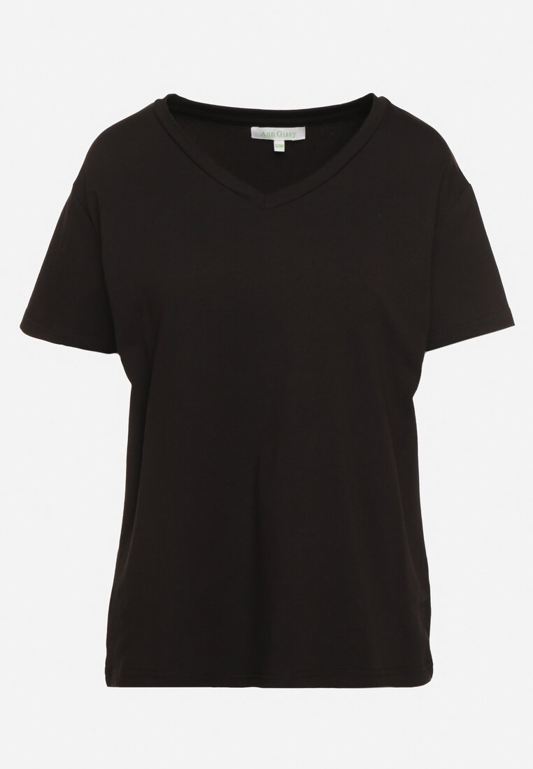Czarny T-shirt Bawełniany o Klasycznym Fasonie Iridessae